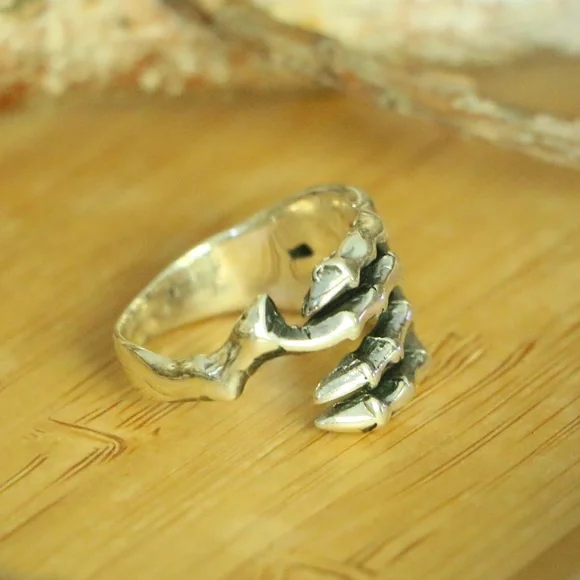925 Sterling Silver HAND BONES Men's Rings Size 12.25 - Picture 2 of 8